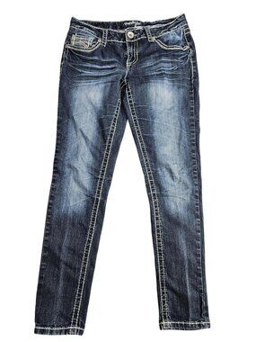 Amethyst Jeans Skinny Jeans Juniors 9 Blue Med Wash Low Rise Distressed Denim